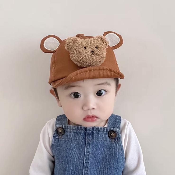 Summer Cute Cartoon Bear Baby Kids Hats Boys Girls Children Outdoor Sunshade Breathable Hats Sun Caps