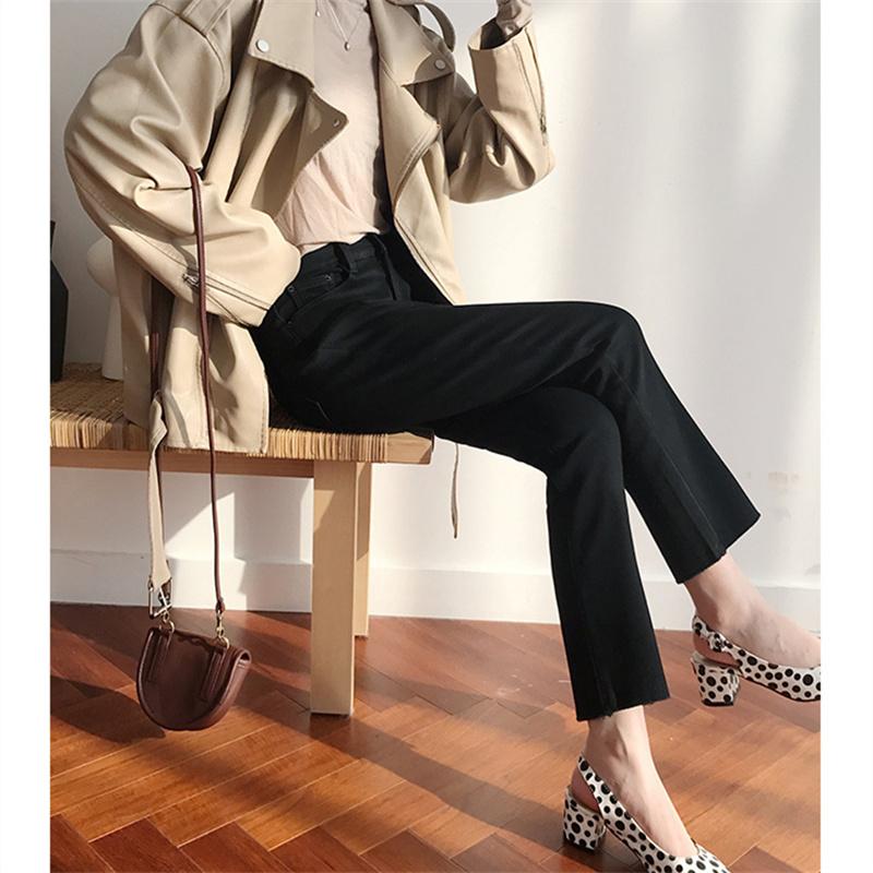 2022 Autumn Winter Jeans Korean stytle Women High Waist Jean Retro Design Slim Flare Denim Trousers Elegant Harajuku All-match