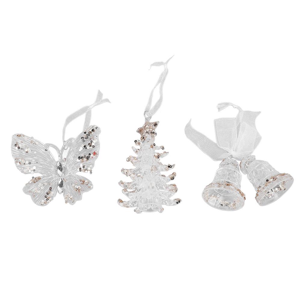3pcs Xmas Bells Tree Ornament Xmas Theme Tree Hanging Decorative Pendant Set for Doorways