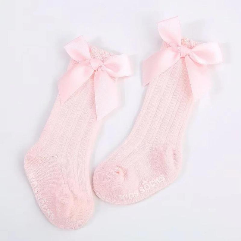 New Born Baby Girls Socks Spring Summer Autumn Non Slip Floor Crawling Sock Cute Big Bow Knee High Long Stockings for Toddlers