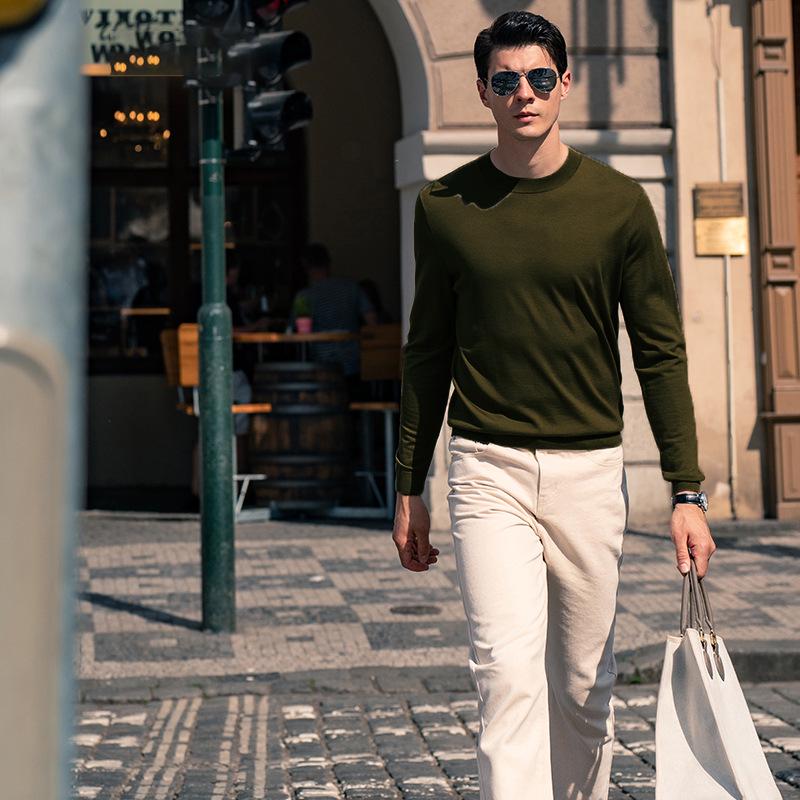 Men's Thickened Wool Sweater, Machine Washable, Solid Color - W9310 (Autumn/Winter)