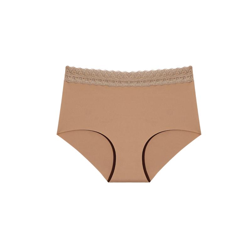 1pcs Women's High Waisted Plus Size Lace Waist Seamless Underwear, Fully Covered Hip Hugging Breathable Underwear, High-quality Comfortable Underwear