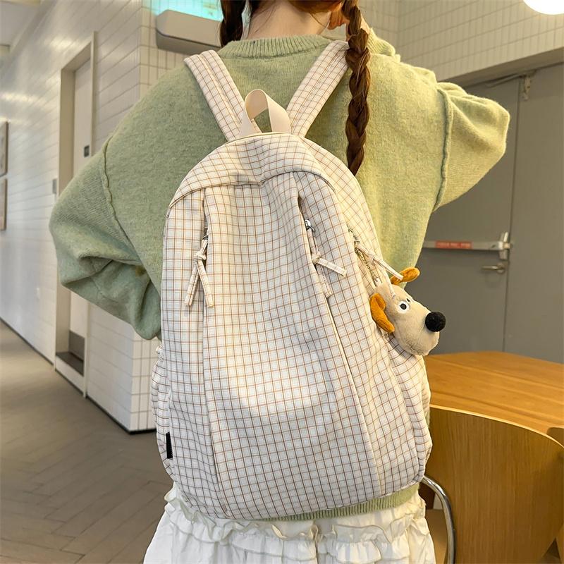 Plaid Women's College Style Backpack Large Capacity Junior Senior High School Student Schoolbag