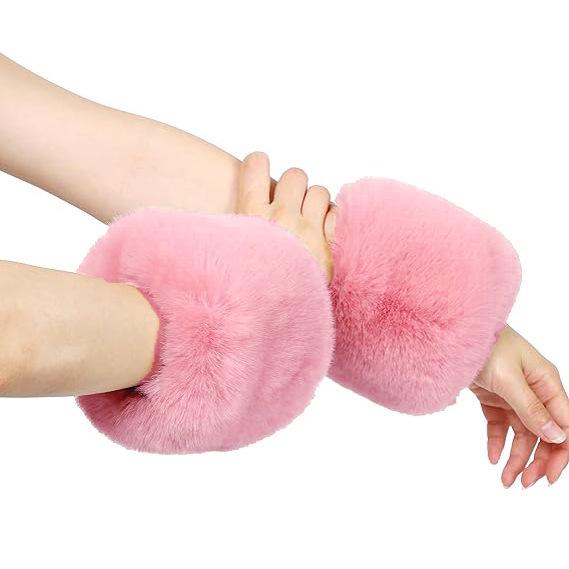 Plush Faux Fur Wrist Cuffs for Winter & Halloween Costumes