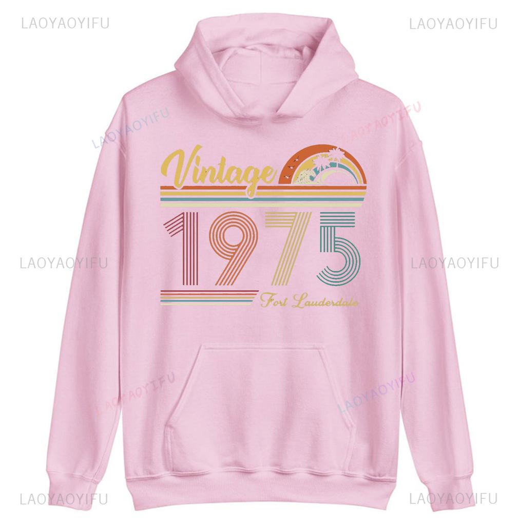 Vintage 1975 Sweatshirt Birthday Hoodies Custom Birthday Trip Outfit 50th Squad Hoodie Retro Pullover Group Stylish Hoody