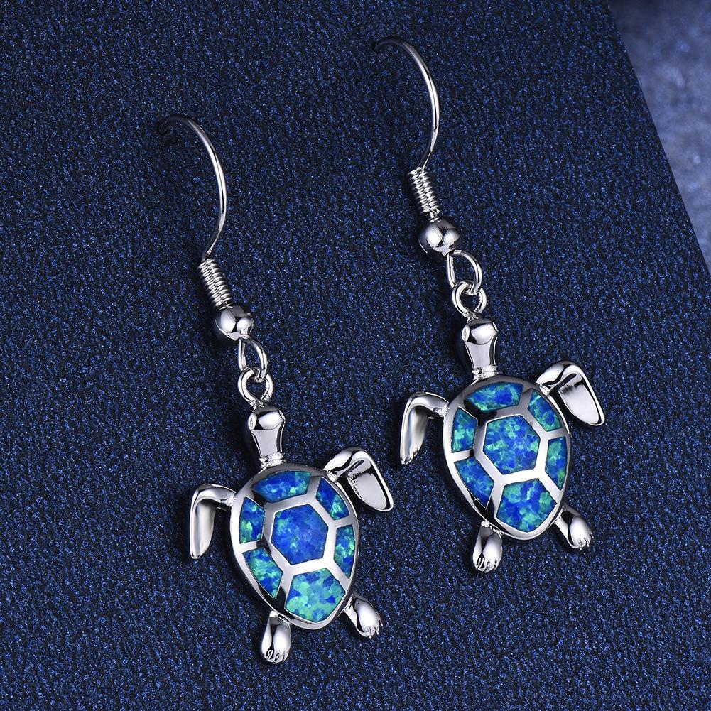 

Wish white opal earrings sea life turtle cute small earrings simple small fresh синій