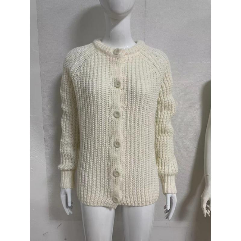 Herbst und Winter Neu Lockerer und Lässiger Stil Einfarbiger Langarm-Cardigan-Pullover für Damen