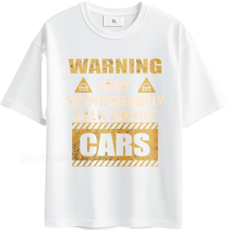 unisex summer Boys tshirt Warning May Spontaneously Talk About Cars Short Sleeve Printed Round Neck tops cotton teeshirt