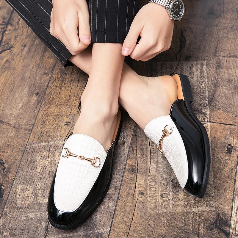 Designer Summer Men's Semi-slip Sandals, Men's Casual Fashion, Leather Semi-shoes, Men's Loafers, Slip-on Flats, Driving Shoes