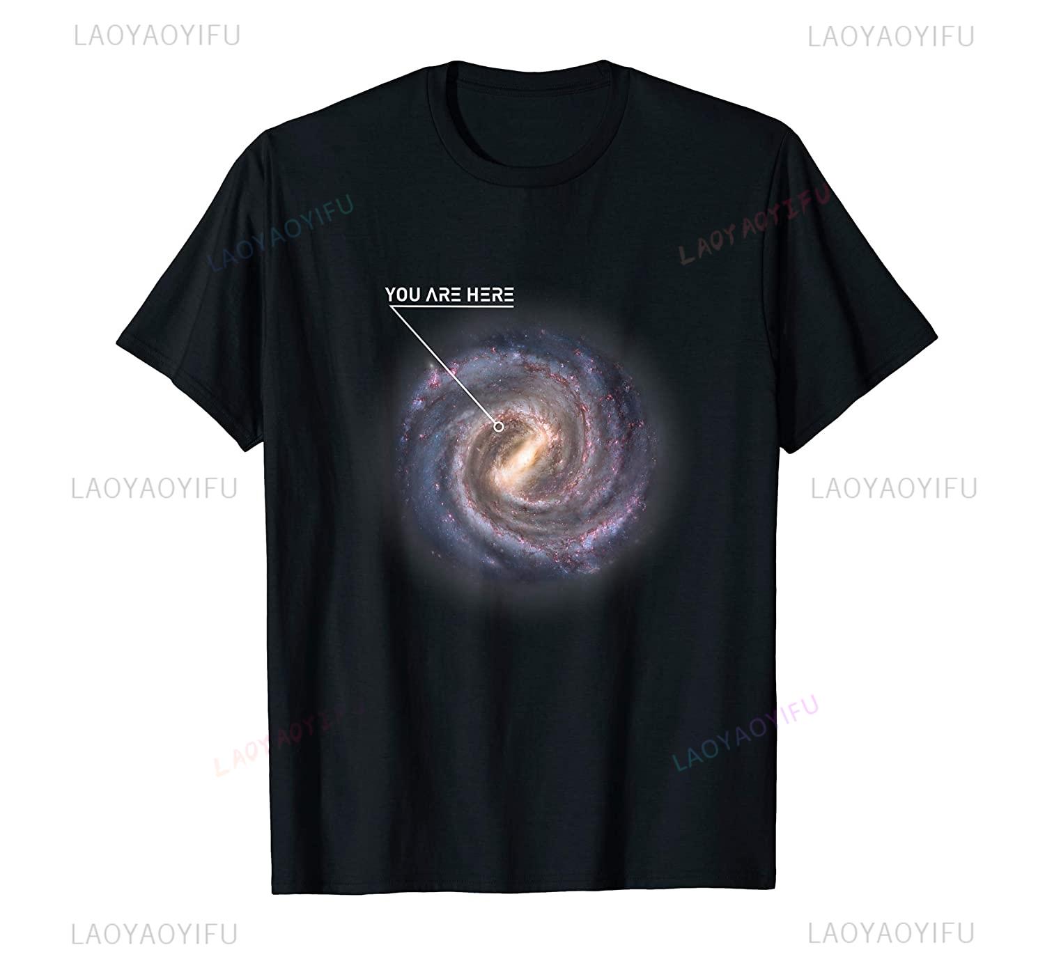 

Funny You Are Here Galaxy Astronomy Milky Way Space Sci-Fi T-Shirt Men Clothing Graphic T Shirts Streetwear Harajuku S