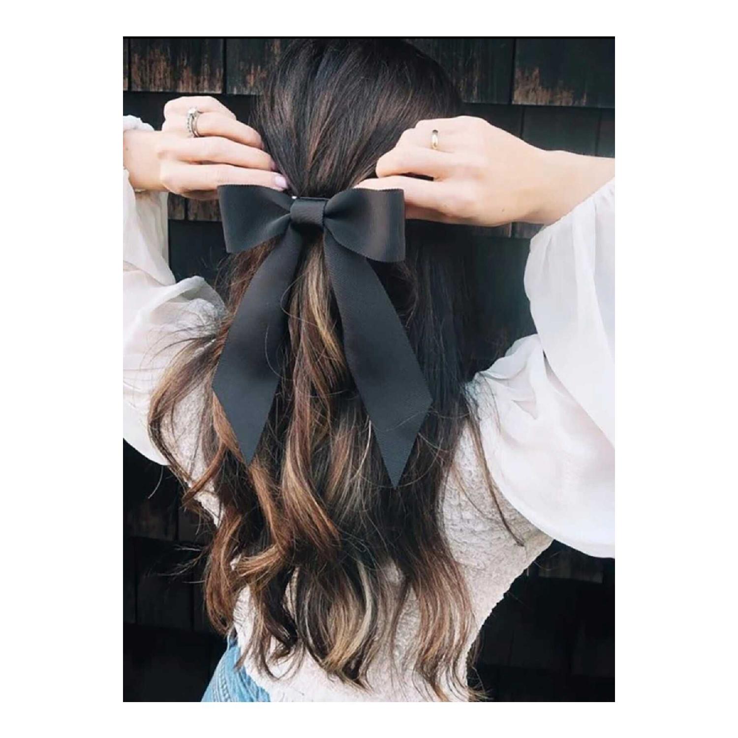 

Жіночий бантик з атласної стрічки, автоматична пряжка чорний