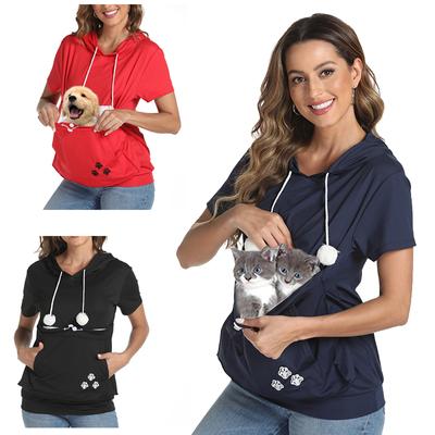 Pet Hoodies Sweatshirt Fashion Cat Dog Holder Large Pouch Loose Clothing T-shirt Pocket