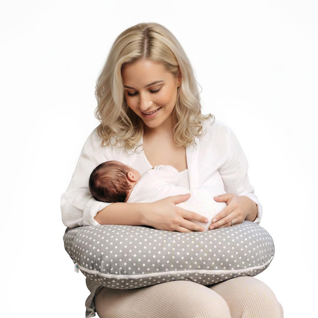 Pokrowiec poszewka na poduszkę mały rogal do karmienia piersią babyuniverse 100% bawełna - szary maczek