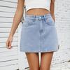 Damen Minirock mit hoher Taille, nicht dehnbar, gewaschener Denim, Streetstyle, lässiger kurzer Denim-Rock