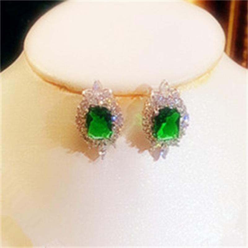 Women's Jewelry Set S925 Created Emerald Gemstone Earrings Sparkling Necklace Classic High Jewelry Mother's Day