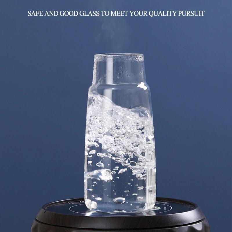 750/850ml Clear Bedside Water Carafe Set with Tumbler Glass for Bedroom Nightstand, Night Water Carafe with Glass, with Cup Set