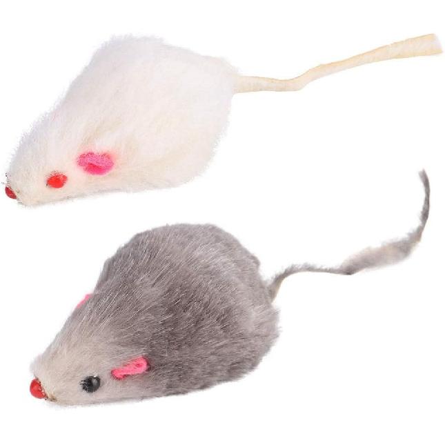 JTLB Cat Toy Mouse - 12 Rabbit Fur 14104 12pcs Small Plush Funny Fake Mouse for Kitten