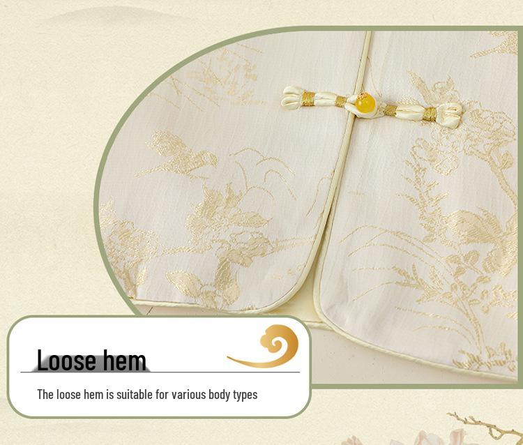 Women's Retro Style Mandarin Jacket with Embroidered Jacquard and Frog Buttons