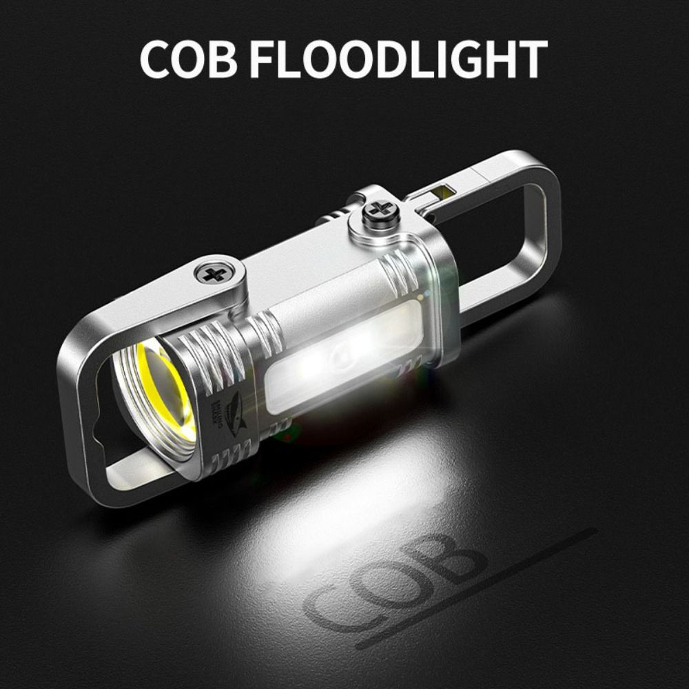 Mini Emergency Work Lights Rechargeable Warning Light Multifunctional Keychain Flashlight  Camping