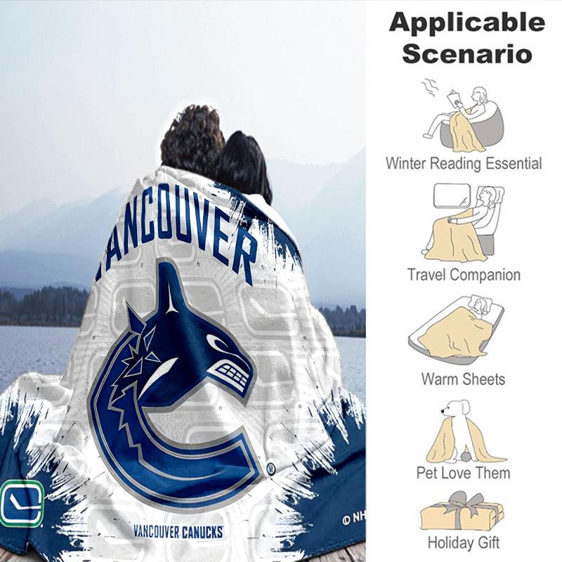 Vancouver Canucks Blanket Flannel Throw for Sofa, Travel, Camping, Livingroom, Office, Chair and Bed Soft and Warm Holiday Birthday gifts
