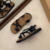 Fashion and lightweight black French non-slip flat sandals women's 2025 new summer versatile high-end Roman shoes