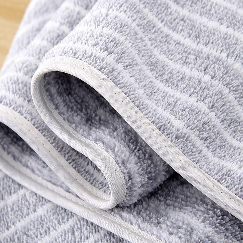 8-Piece Coral Fleece Towel Set Super Soft & Highly Absorbent Bath & Face Towels Narrow & Wide Stripe Design Shedding Resistant for Bathroom Spa