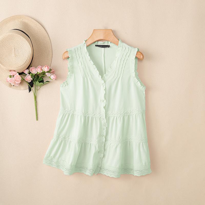 ZANZEA Damen Sommer Casual V-Ausschnitt Ärmellose Tanktops 2XL grün