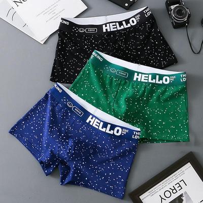 Men's Trendy Polka Dot Cotton Boxer Briefs for High School Students - Youth Breathable Underwear