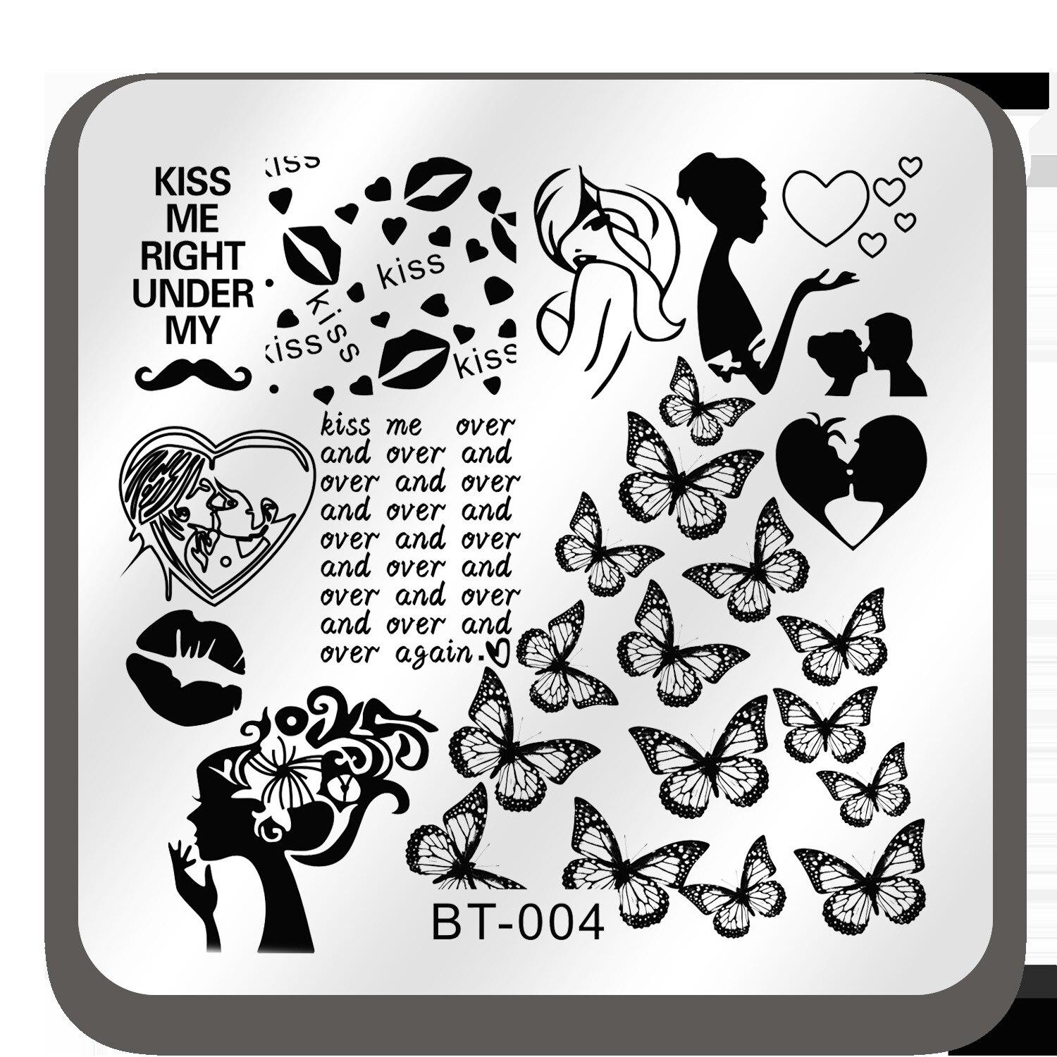 

1 шт. шаблоны для дизайна ногтей, штамповочная пластина, дизайн, цветок, бабочка, стекло, температура, кружевные штампы, шаблоны, пластины, декор для изображения 6*6cm