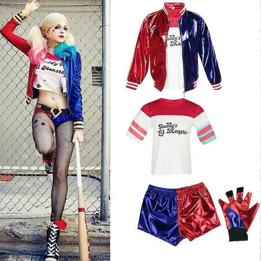 Women Harley Quinn Suicide Squad Costume Halloween Cosplay Fancy Dress