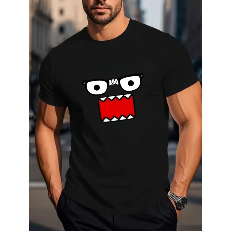 European Size Men's Casual Sporty Fashion Short Sleeve Trendy Pattern 2D Print, Stretchy Comfortable for Sports, Travel, Daily Wear - Fit Crew Neck