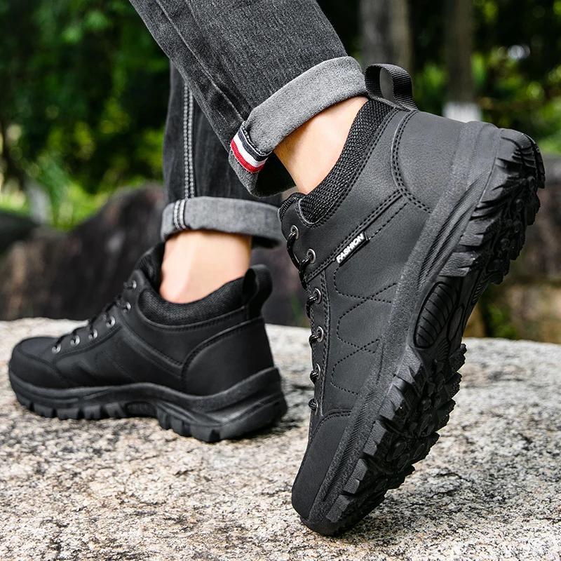 Men Tactical Boots Army Waterproof Climbing Shoes Safety Outdoor Male Motorcycle Work Hiking Shoe Breathable Anti-Slip Plus Size