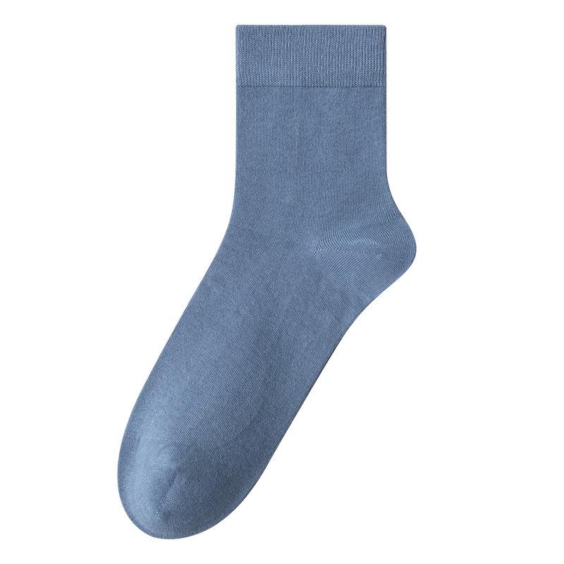 All-cotton Men's Mid-calf Socks for Autumn, Solid-color Socks, Anti-odor and Antibacterial Business Long Socks, Pure Cotton for Autumn and Winter