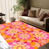 Pink Orange , Blume,Retro-Blume ,Blumenmuster ,Beliebte Blume,Pink Orange Dekor,, Beliebt Retro,Bunter Teppich
