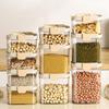 Airtight Food Container Clear Sealed Storage Box with Lid Stackable Grain Canister for Nuts Beans Spices Kitchen Cabinet Pantry Organization