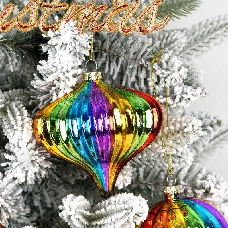 Christmas Ornaments Rainbow Glass Ball Pendant Holiday Gifts Christmas Tree Scene Decoration Colorful Hanging Ball Accessories