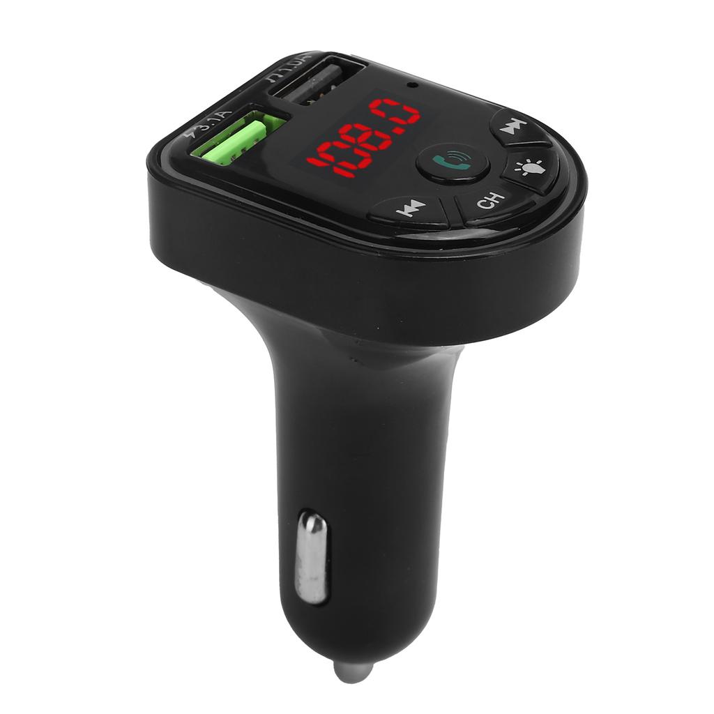 F5 Car FM Transmitter Bluetooth 5.0 MP3 Player USB2.0 Phone Charging with Colorful Ambient Light