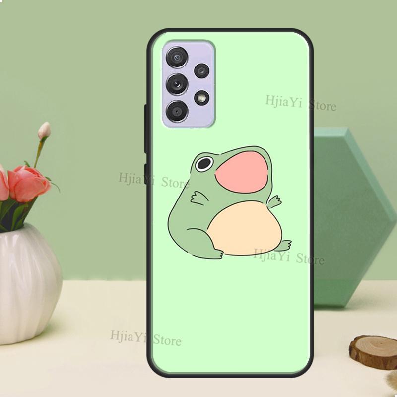 Cute Green Frog Case For Samsung A54 A34 A24 A14 A51 A71 A12 A22 A32 A52 A72 A73 A33 A53 A13 Back Cover