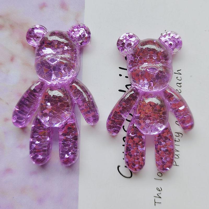 34*51mm Bear Cabochon Glitter Resin Charms DIY Fashion Cell Phone Case Decorative Accessories