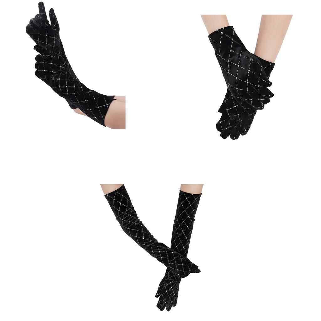 Women Long Velets Gloves Sunblock Full Finger Bridal Gloves Opera Evening Wedding Party Prom Cosplay Mitten