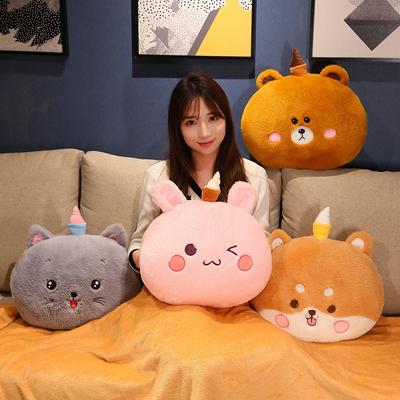 Almofada aquecedora de mão de pelúcia de animal de desenho animado, coelho fofo, gato, urso, shiba inu, cachorro, brinquedos de pelúcia, almofada de sofá macia
