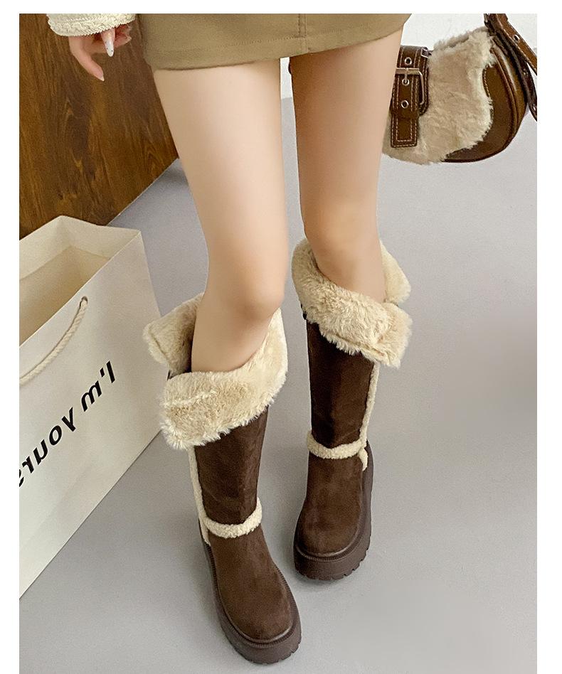 

Универсальные, но до колена зимние сапоги 2025 года, новые бархатные женские сапоги, два варианта носки, на толстой подошве, теплые высокие сапоги 39 коричневый