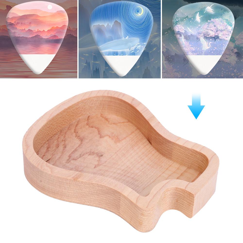 Gitarrenplektrumbox Ahorn Holz Aufbewahrungskoffer Zarte Gitarre Musikinstrument Zubehör