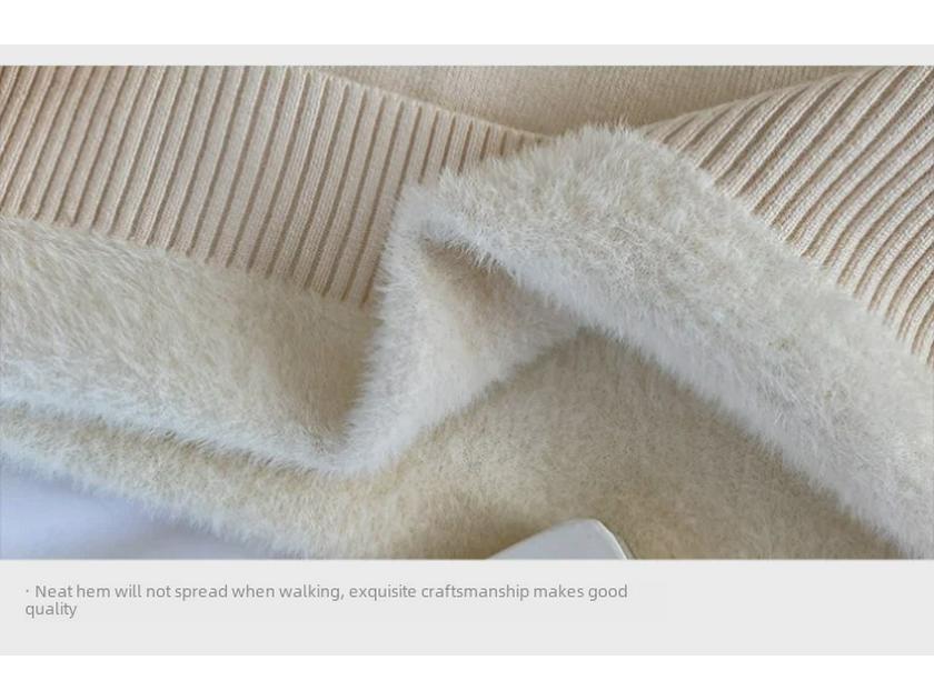 Women's One-Piece Fleece Sweater, Warm 2024 Autumn/Winter Design, Fashionable Thick Half-High Collar Base Layer Top.