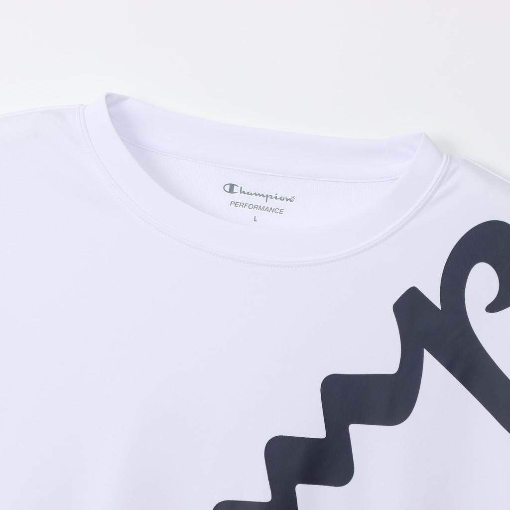 Champion Long Sleeve Basic Size Round Odor UV Quick Graphic Logo White Men's T-Shirt, Sport, M, C3-AS402, Neck, Antibacterial, Resistant, Protection,