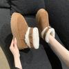 Botas de nieve de plataforma corta con punta redonda y forro polar de felpa sólida para invierno, abrigadas, de moda 2024.
