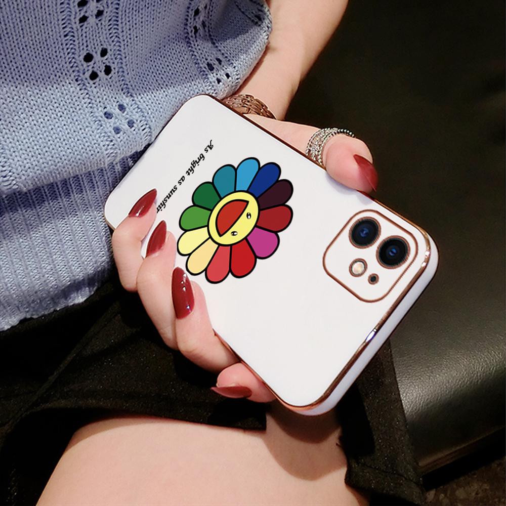 Módní populární pouzdro na telefon Sun Flower Plating pro iPhone 11 13 15 Samsung Galaxy A52 Xiaomi Redmi 12C Note 10 Pro Oneplus měkké obaly na smartphone