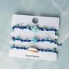 Noter 3Pcs Ladies Sea Creature Charm Bracelet Set Handmade Braided Starfish Shell Turtle Braslet Summer Beach Vacation Jewelry