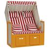 Beach Chair with Cushions Poly Rattan and Solid Wood Red & White