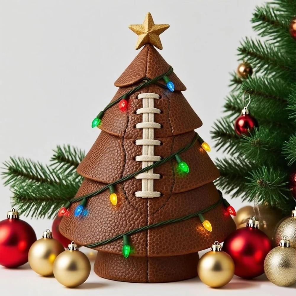 With Gold Star Football Christmas Tree Decor Indoor Table Decorations Rugby Basketball Baseball Christmas Figurine Ornament